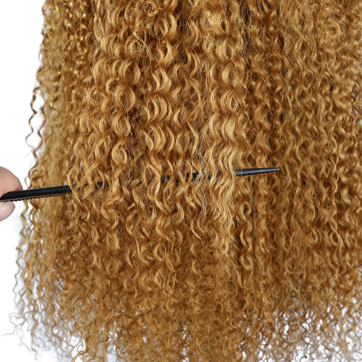 Perruques avant en dentelle 13x4 blond miel bouclés crépus # 27 perruques de cheveux humains crépus 