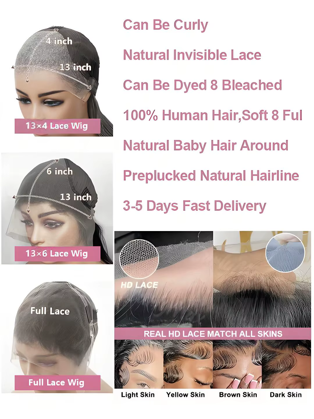 Haute densité 250% 40 46 pouces vague profonde 13x4 13x6 HD dentelle avant perruque de cheveux humai