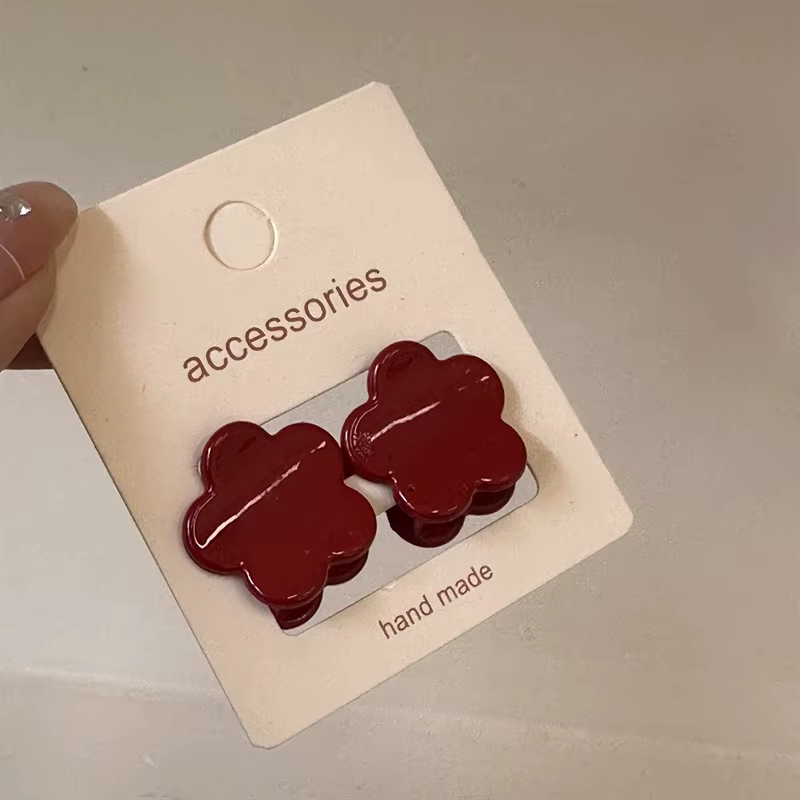 Pinces à cheveux princesse 2 pièces, Mini pinces à pression Vintage en résine rouge pour frange, acc