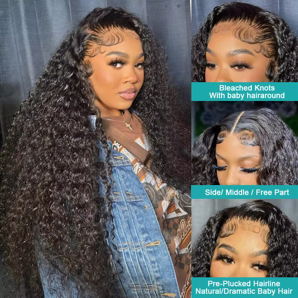 Perruque Lace Frontal Wig brésilienne naturelle bouclée, cheveux humains, Loose Deep Wave, 13x6, 13x