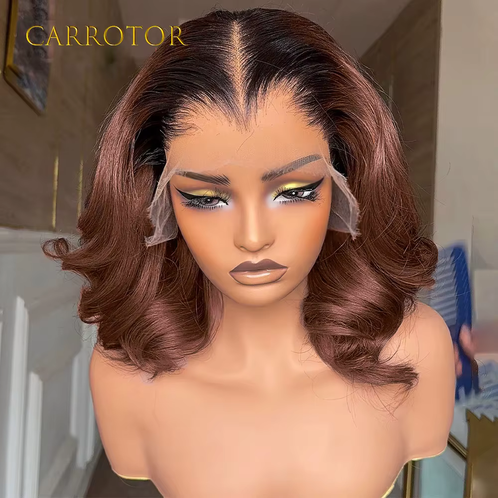 Perruque Lagos Hairline 1b4 Ombrée Colorée 13x4 Invisible Lace Frontal Loose Deep Wave Cheveux Humai