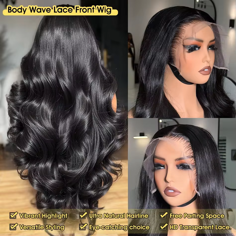 Perruques de cheveux humains brésiliens 220 Density Body Water Wave 13x6 HD Lace Frontal, 30-40 pouc
