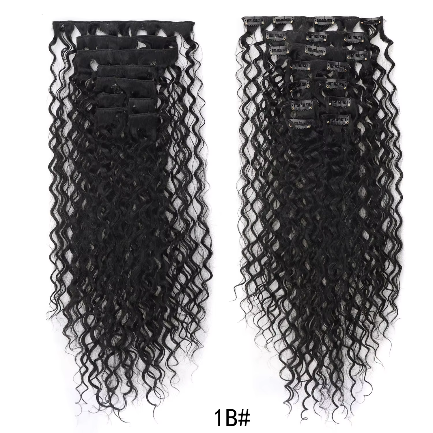 Extensions de cheveux synthétiques bouclés et épais, 9 pièces/ensemble, postiche à clipser, 22 pouce