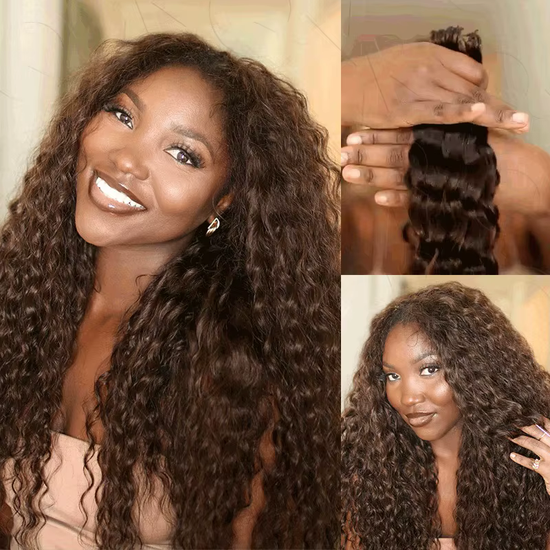 Miracle Knots 12A Deep Wave Crochet Human Hair Pre-Separated # 4 extensions de cheveux tressées au c