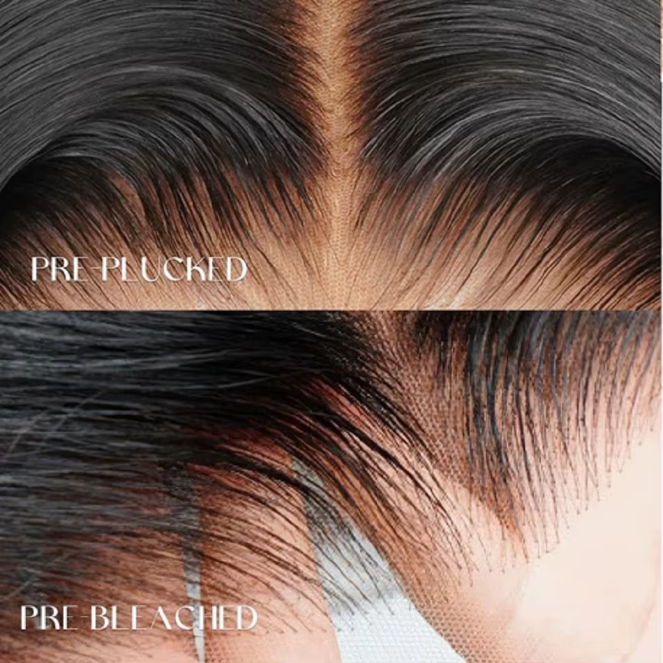 Perruque Bob Courte Ombrée Noire et Blonde, Effet Vague d'Eau, Cheveux Humains Sans Colle, Perruque