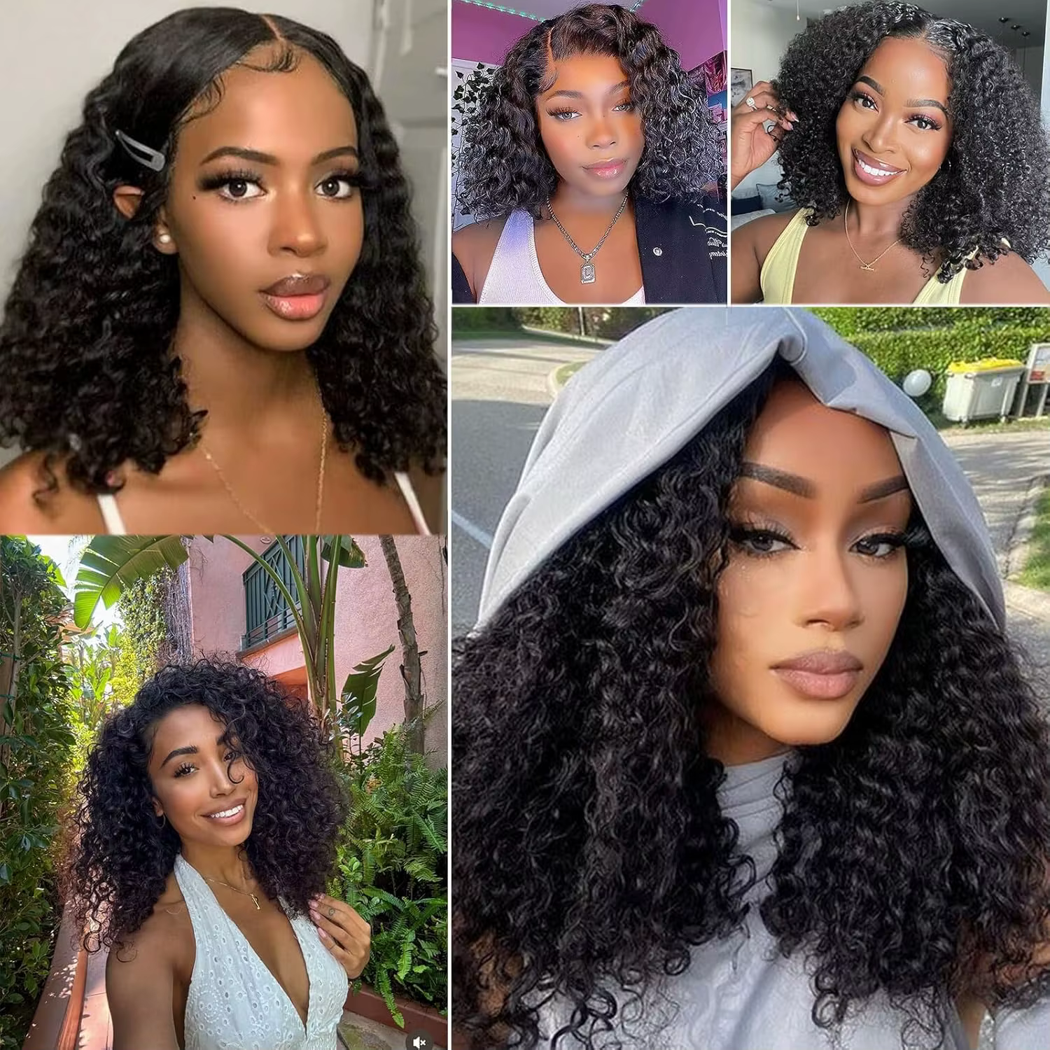Perruque Bob Lace Front Wig Deep Wave Naturelle Bouclée, Cheveux Courts, 13x4 HD, 180% de Densité, p