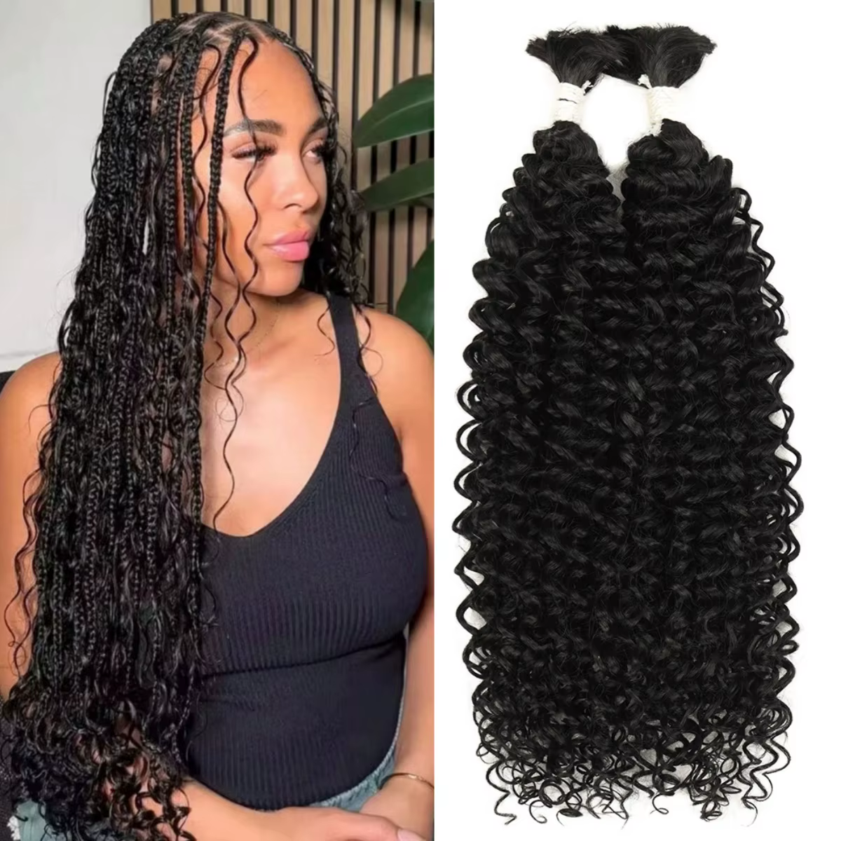 2 pièces de tresses synthétiques bouclées crépues de 30 pouces, cheveux en vrac, fibre organique, sa