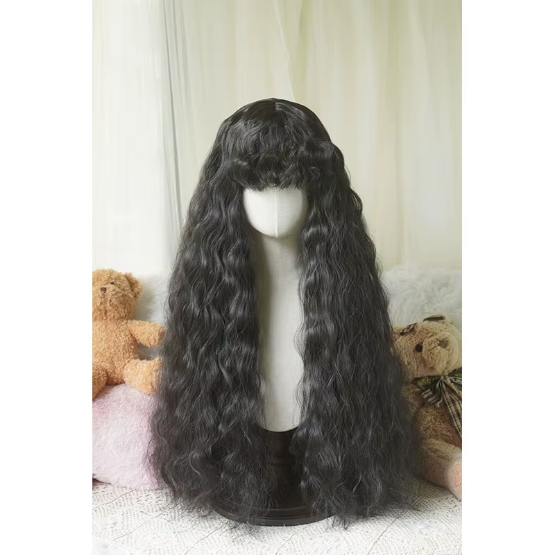 Perruque bouclée ondulée longue de 32 pouces avec frange bouclée pour fête de cosplay, Halloween, sé