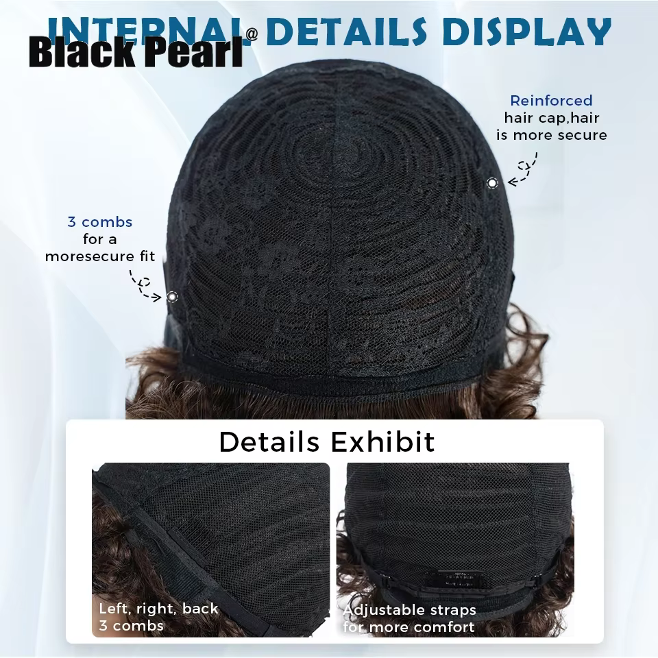 Perruque Afro brésilienne bouffante Pixie Bob 99J, cheveux 100% naturels, brun naturel, entièrement