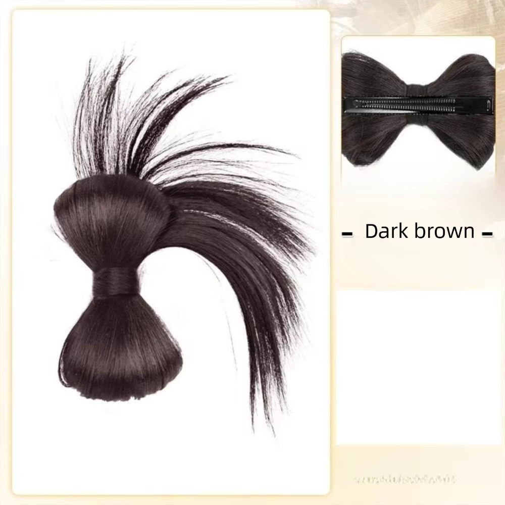Perruque synthétique élégante avec pince à chignon, postiche naturelle avec nœud papillon, postiche