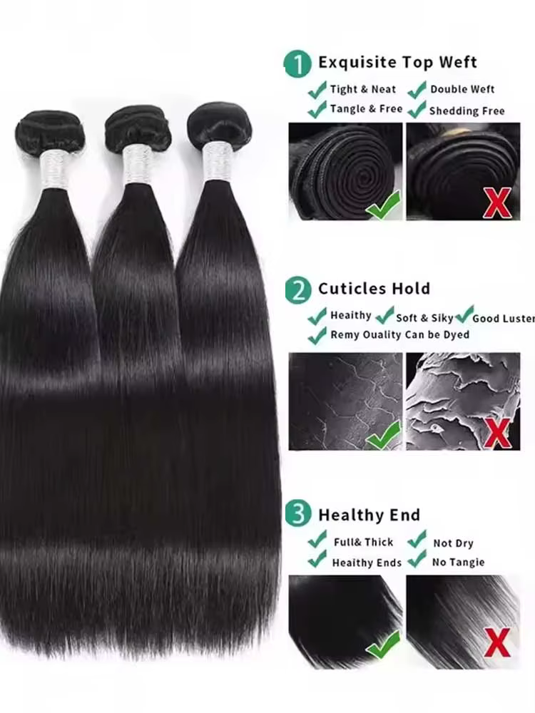 Lots de 1/3/4 mèches de cheveux brésiliens lisses 12A, cheveux humains vierges non traités, couleur
