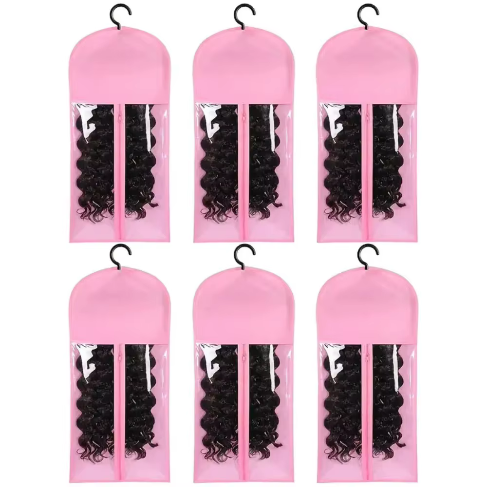 Sacs de rangement pour perruques avec cintres, 6 pièces, organisateur d'extension de cheveux Durable