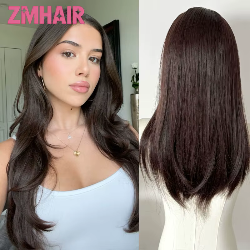 Perruque juive 5x5 à base de soie, cheveux humains avec frontale en PU - Cheveux européens naturels