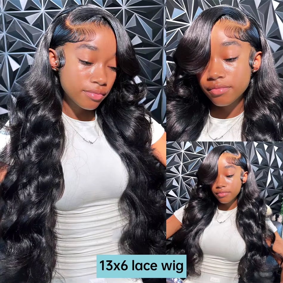 Perruque Lace Front Wig Body Wave Brésilienne Naturelle Sans Colle, Cheveux Humains, 13x4, 13x6, 34