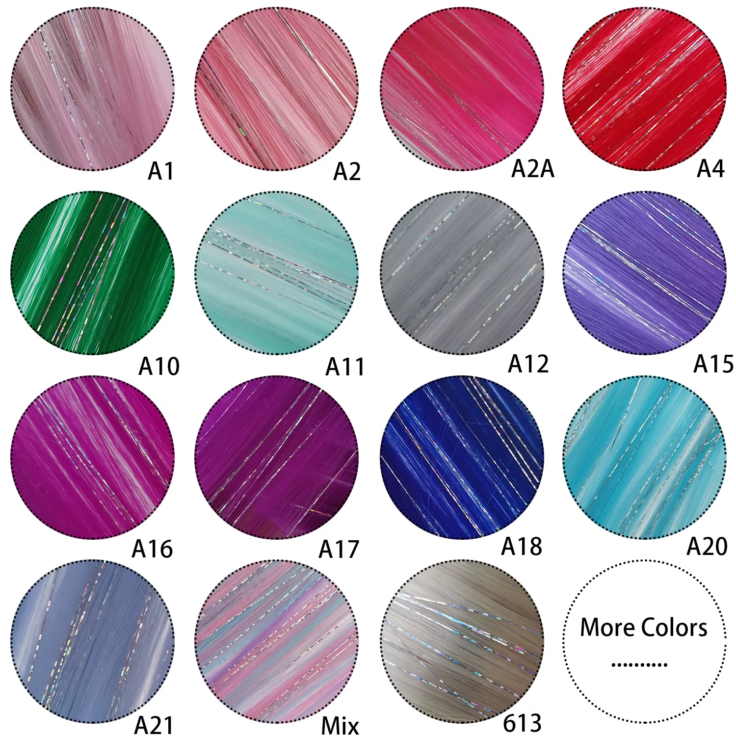 Extensions de cheveux synthétiques à clips licorne colorées, tinsels argentés mélangés, arc-en-ciel,
