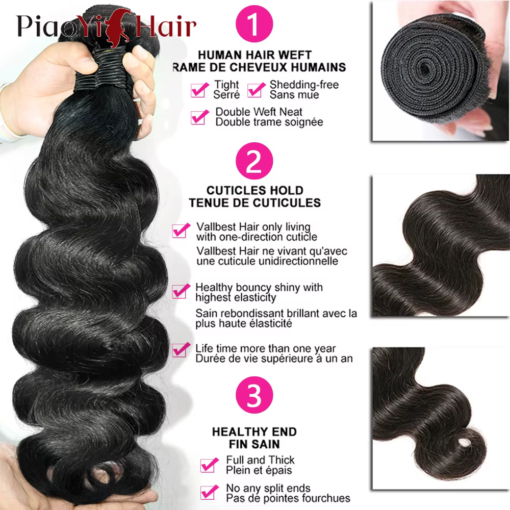 Paquets de vague de corps 100% cheveux humains avec fermeture 4x 4/5x5 20 22 24 pouces paquets d'ext