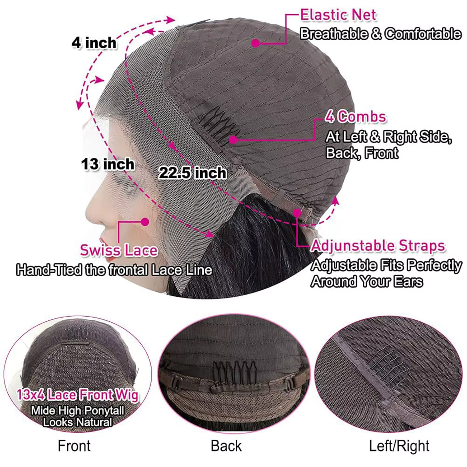 Perruques bouclées frontales en dentelle transparente HD 13x4 pour femmes, densité 200%, cheveux hum