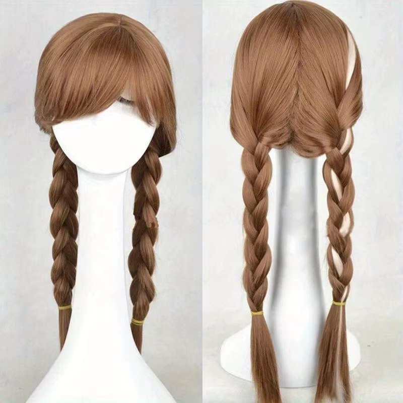 Perruque synthétique princesse Anna pour femmes, tresses brunes, perruques de Cosplay pour fête d'ha