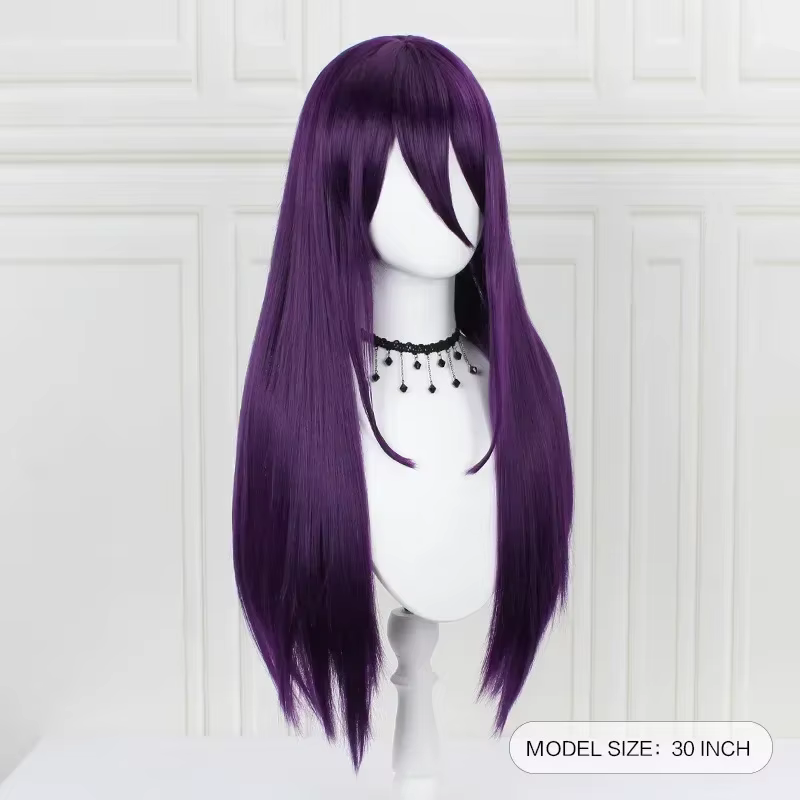 Perruque longue et droite synthétique pour cosplay, style Yuri Monika Natsuki Sayori, inspirée des s