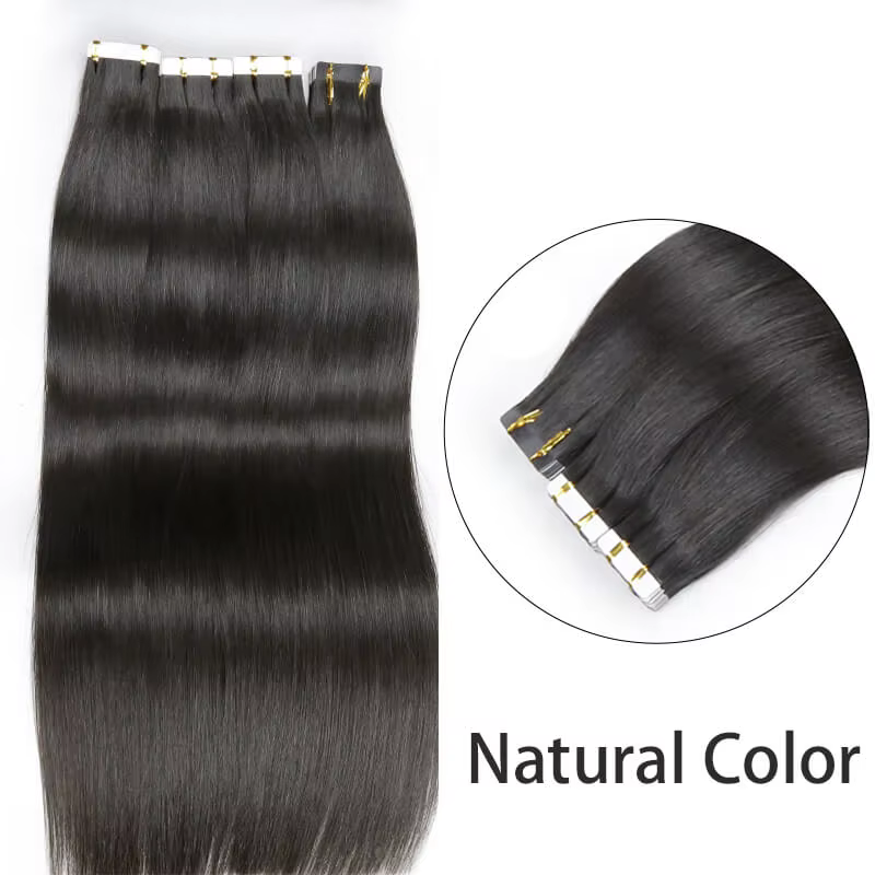 Extensions de cheveux humains Remy lisses de 14 à 28 pouces, brun blond, application facile, ajoute