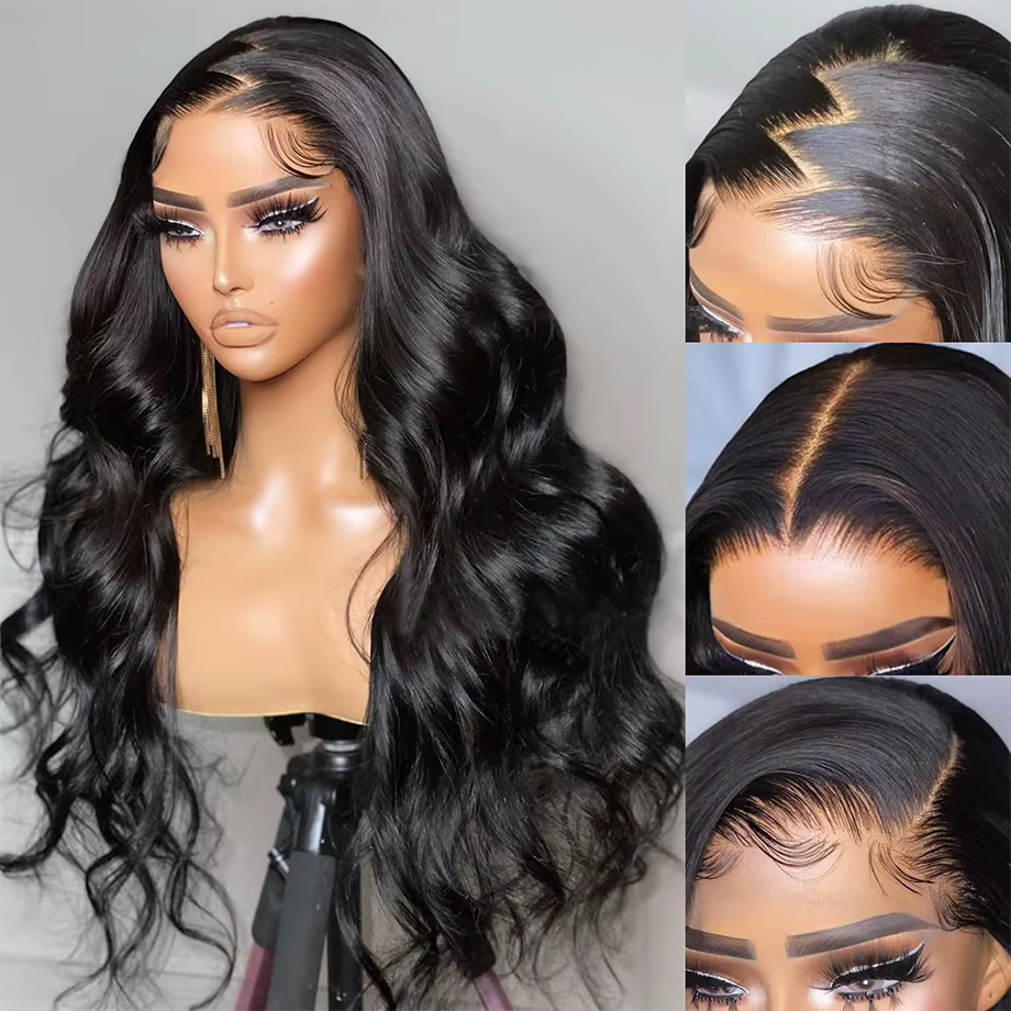Perruque Lace Closure Wig Body Wave naturelle, cheveux humains, sans colle, 9x6, 7x5, HD, 4x6, 5x5, 