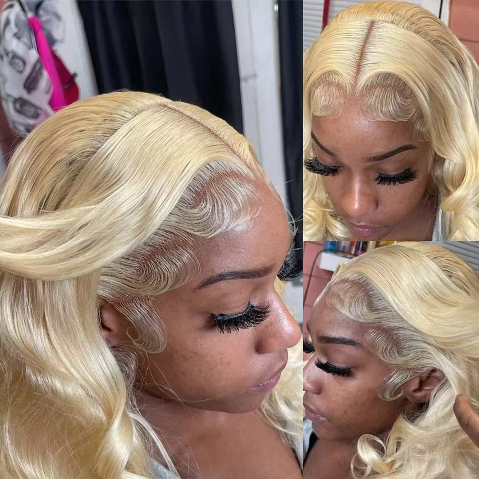 613 miel blond 13x6 HD Transparent vague de corps dentelle frontale perruque de cheveux humains coul