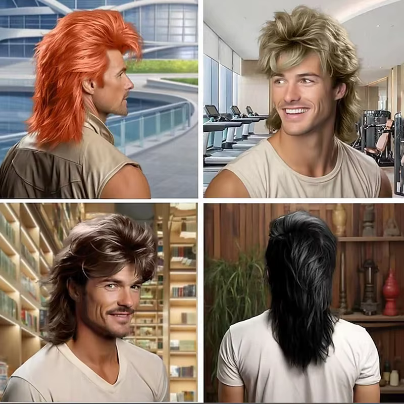 HAIRJOY – perruques synthétiques mulet pour hommes, perruques synthétiques de fête costumée des anné