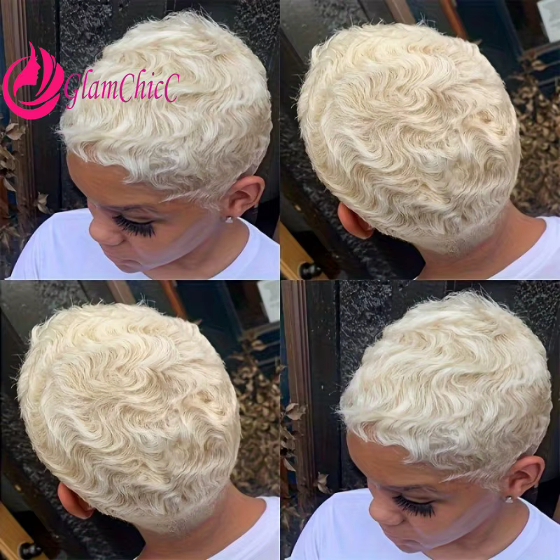Vente chaude de cheveux d'elfe 60 #   Perruque de cheveux humains coupe lutin, 4 pouces, vierge brés