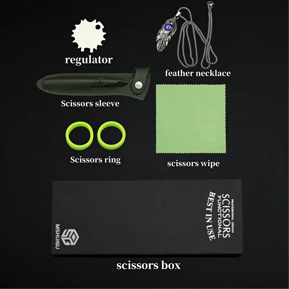 MSHUIGU – ciseaux de barbier professionnels de 6 pouces, en acier inoxydable 440C, lame inversée, ci