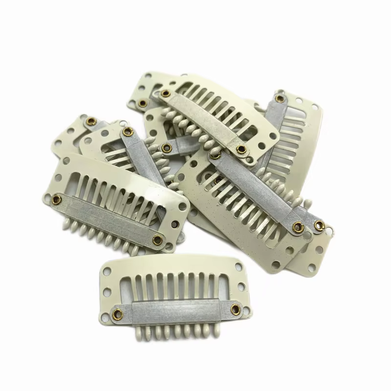 20/40 pièces 9 dents Beige/marron/noir Extensions de cheveux Clips Extension de cheveux perruques Sn
