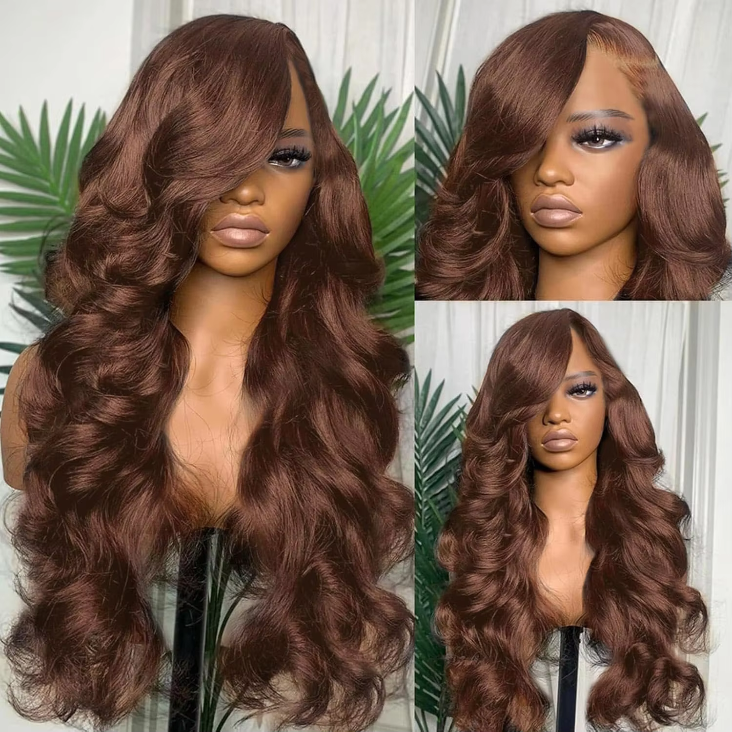 Perruque Lace Frontal Wig péruvienne Body Wave brun chocolat, cheveux naturels, 13x4, 13x6, HD, nais