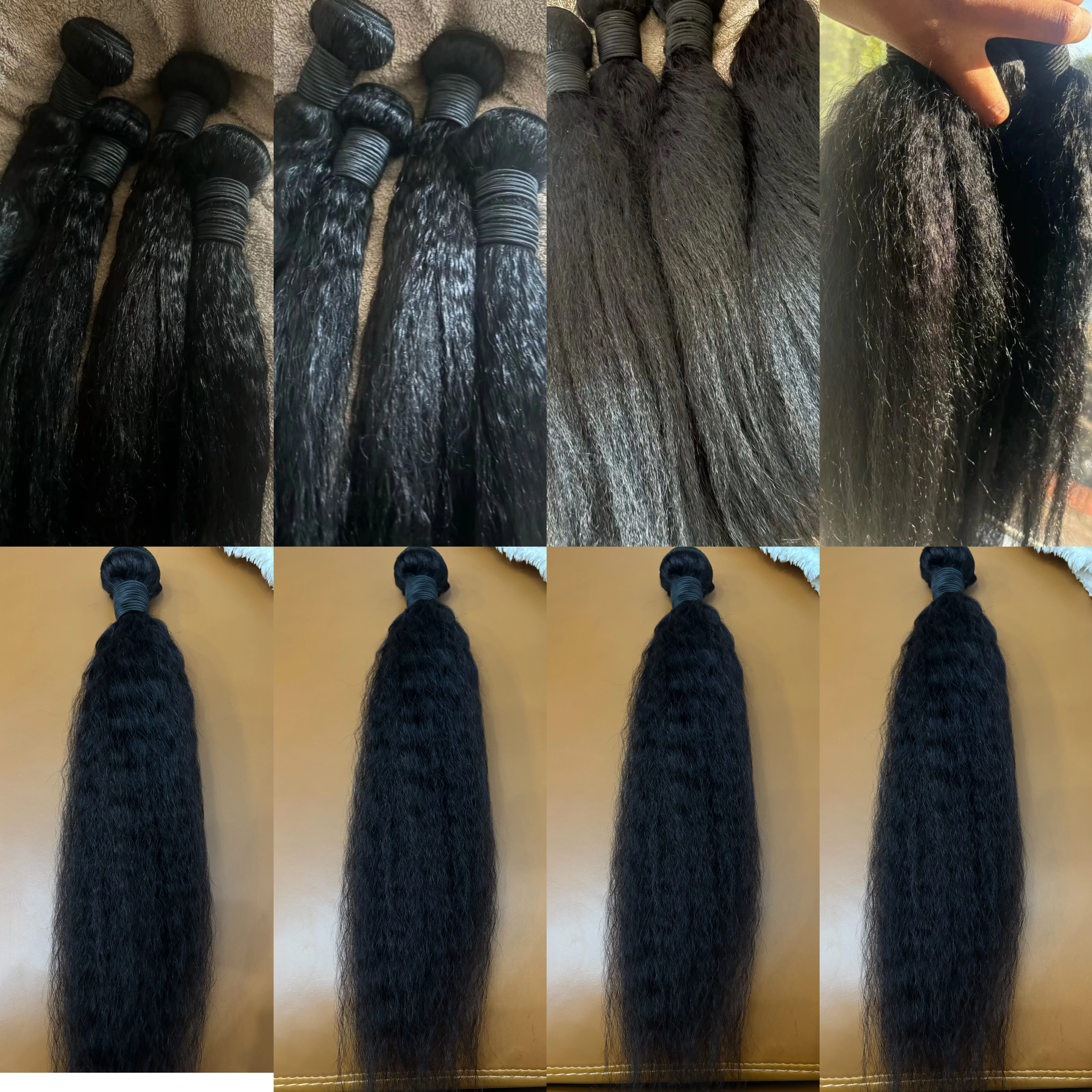 12A Kinky Straight Tissage Humain Haïr 20 22 24 Tissage Lot Brésilien Yaki Straight 100 Humain Hair