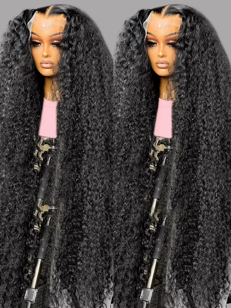Perruque Lace Front Wig brésilienne naturelle, cheveux humains, Deep Wave, 13x6, HD, densité 300%, b