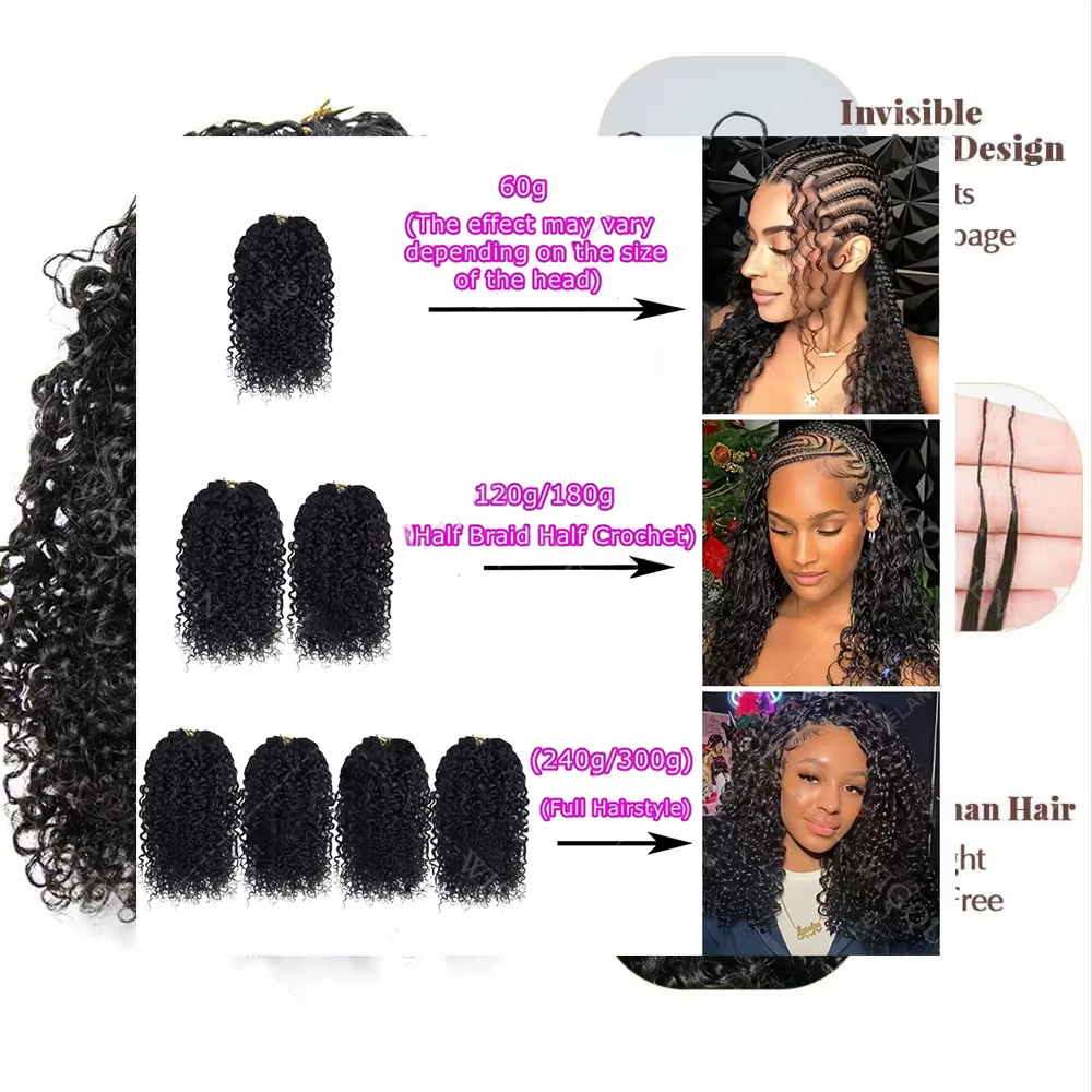 Miracle Knots Afro Kinky Curly Crochet Human Hair Small Spirals Curly Human Crochet Hair For Braid R