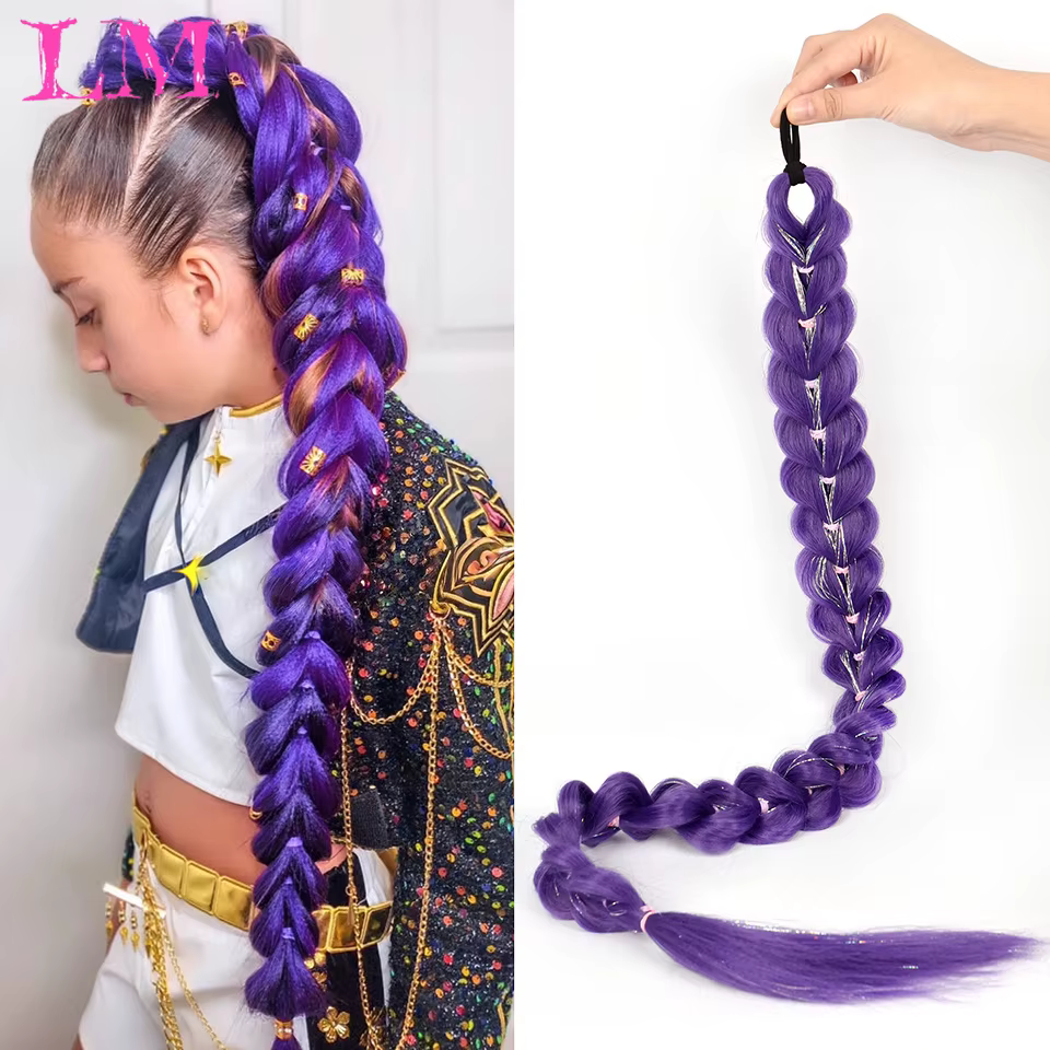 Extensions de cheveux synthétiques LM de 32 pouces, longues, violettes, pour tresses, cheveux de tre