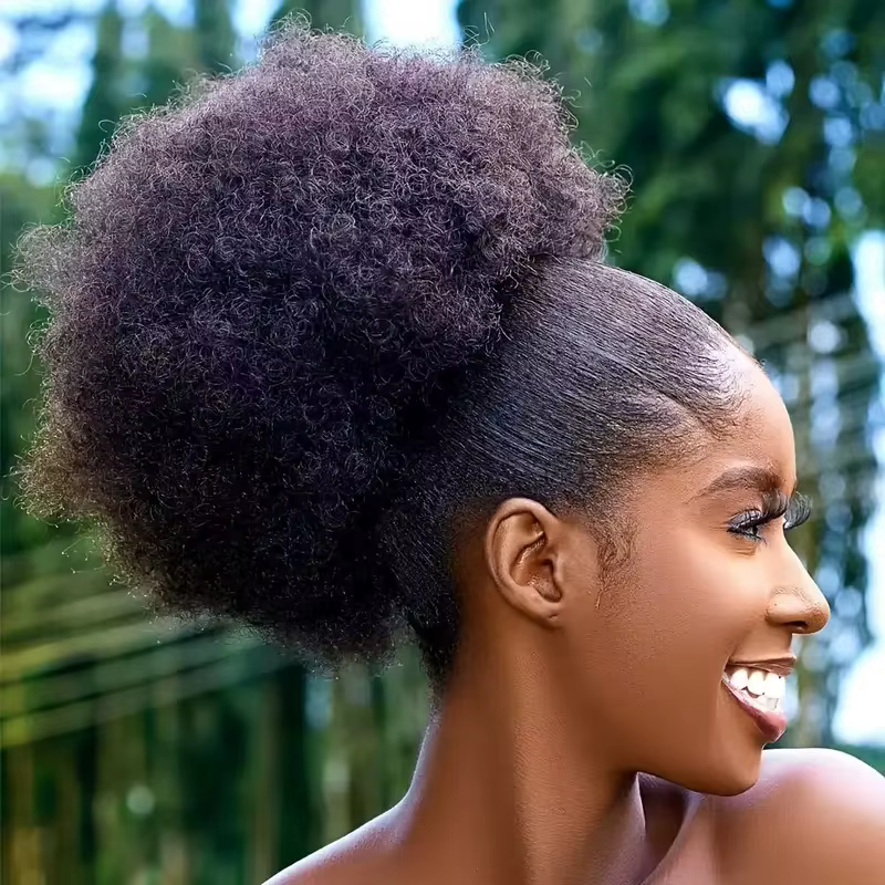1pc femmes 10 pouces Afro crépus bouclés synthétique queue de cheval Extension cordon Afro bouffée S