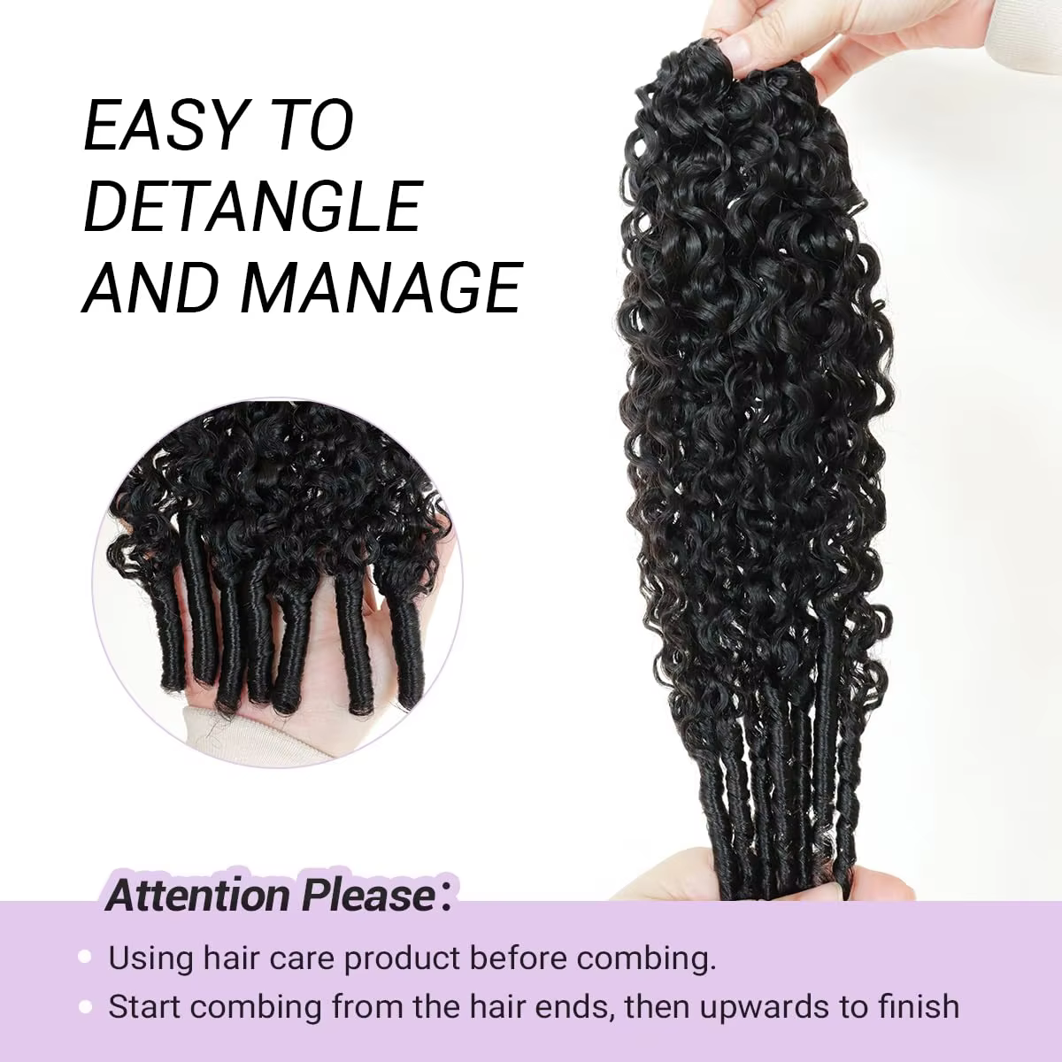 Extensions de cheveux humains bouclés bouddhistes 100 % naturels pour tresses au crochet, style bohè