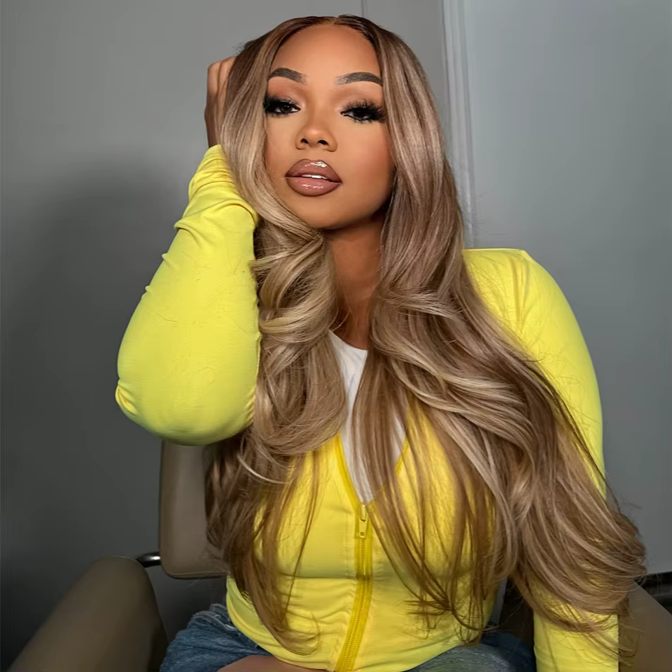Perruques de cheveux humains de qualité salon, couleur platine toné professionnel avec mèches marron
