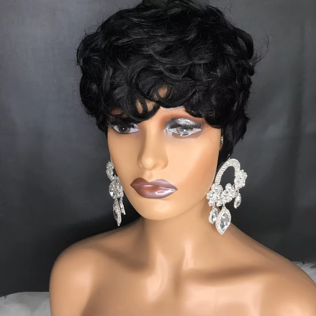 Perruques courtes Pixie pour femmes noires perruques courtes noires bouclées Pixie perruques de chev