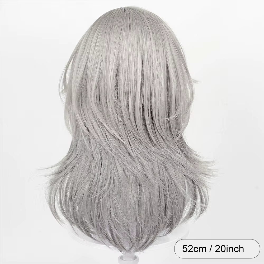 Perruque synthétique grise longue et lisse pour femmes, perruque moelleuse résistante à la chaleur p