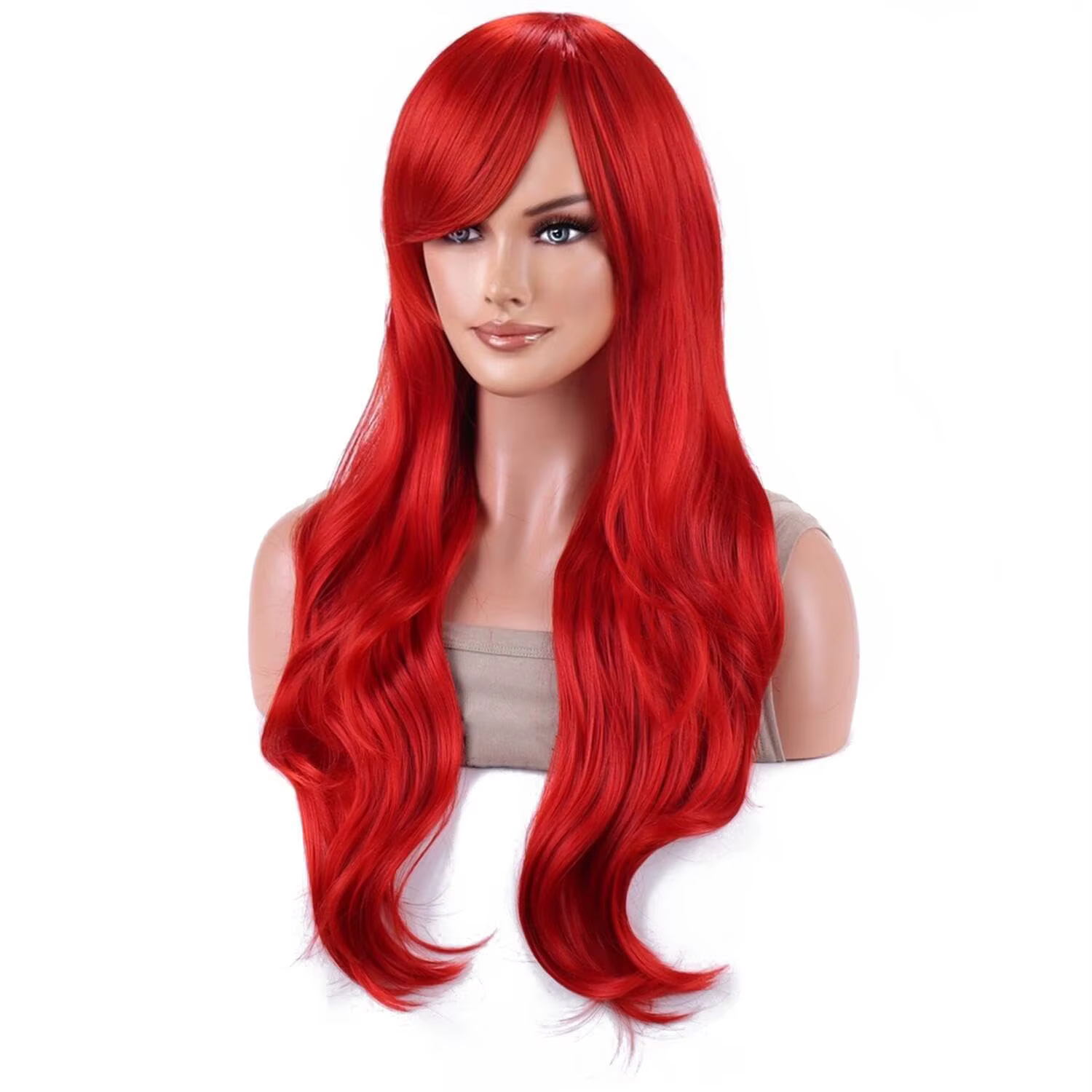 Perruque de sirène synthétique probeauty, perruque longue rouge bouclée ondulée, perruque de Costume