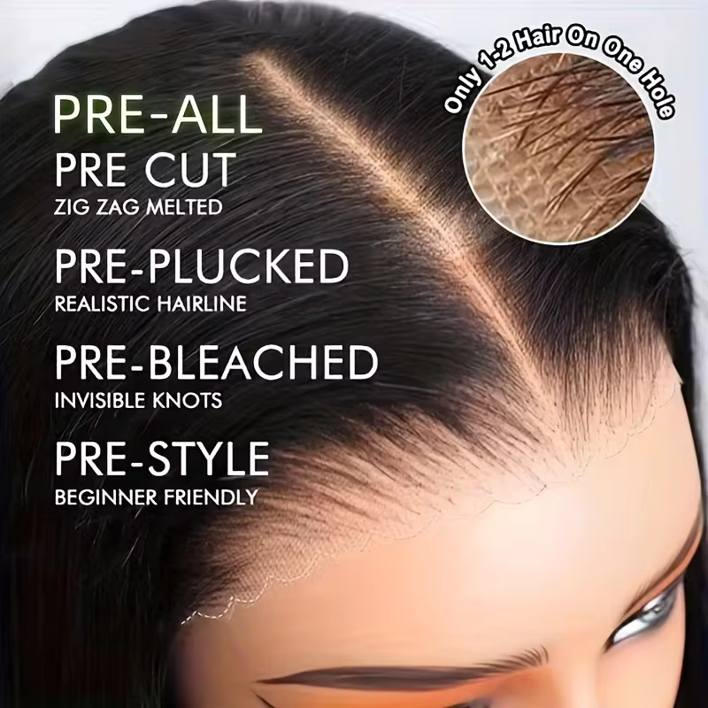 13x6 HD sans colle droite perruques de cheveux humains 7x5 porter et aller dentelle frontale perruqu