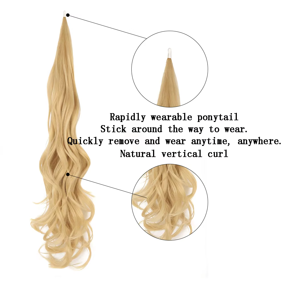 Extensions de queue de cheval synthétique pour femmes, fausse queue de cheval blonde, postiches, 26