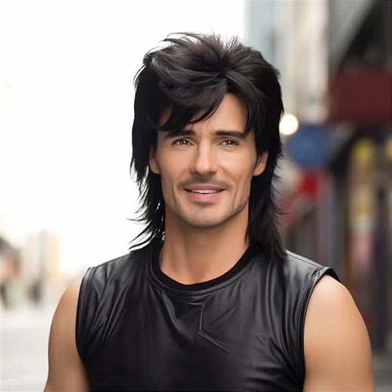 HAIRJOY cheveux synthétiques mulet perruque adulte drôle perruques pour hommes Pop Rock perruque Joe
