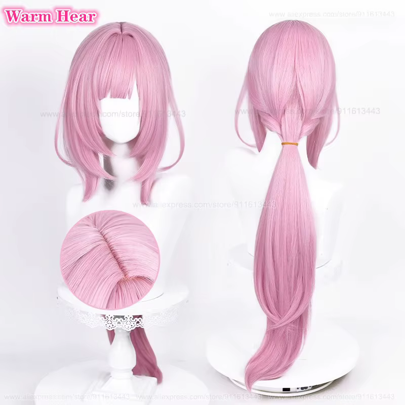 4 Styles Elysia jeu de cheveux synthétiques 80 cm/120 cm de Long rose Cosplay perruques avec oreille