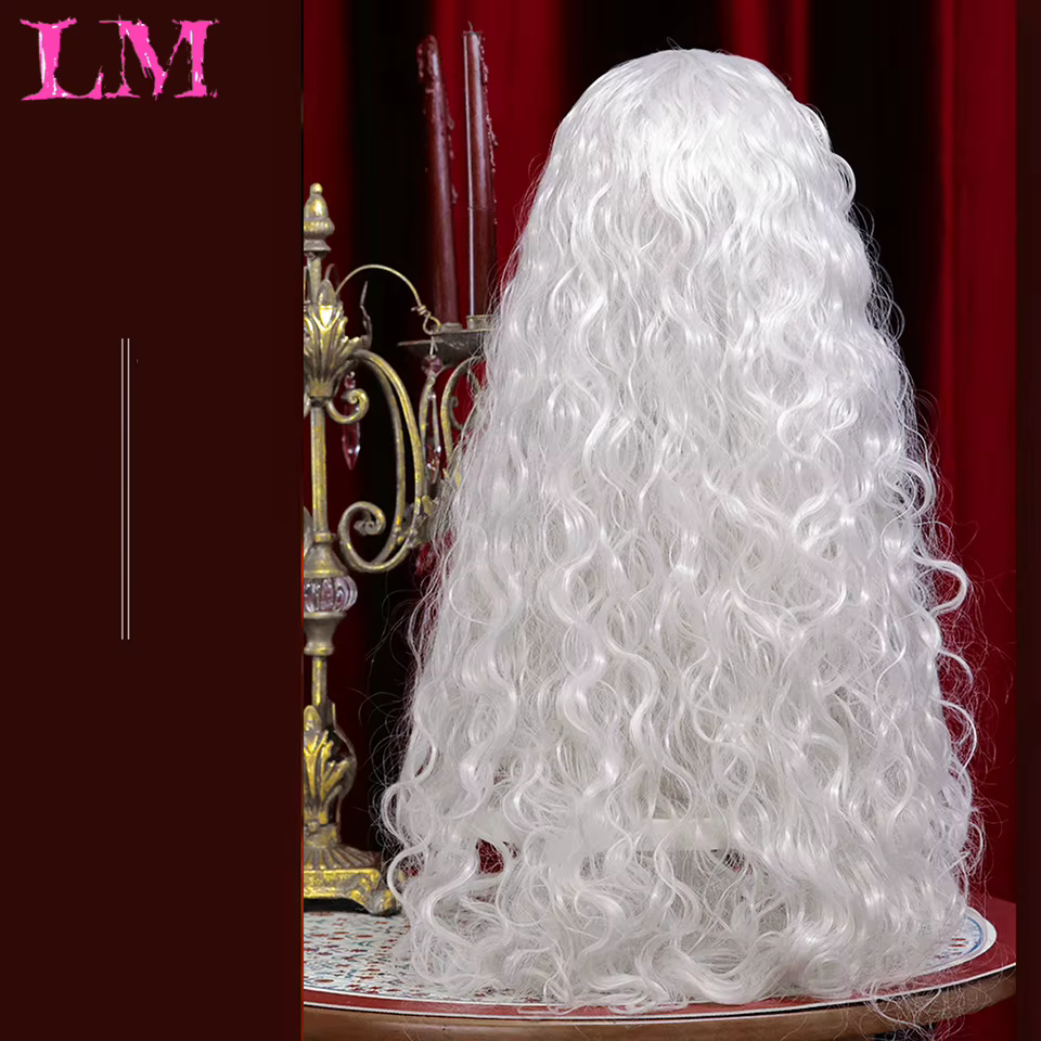 LM LM ﻿ Perruques de Cosplay synthétiques ondulées longues ombrées blanches, perruques synthétiques 
