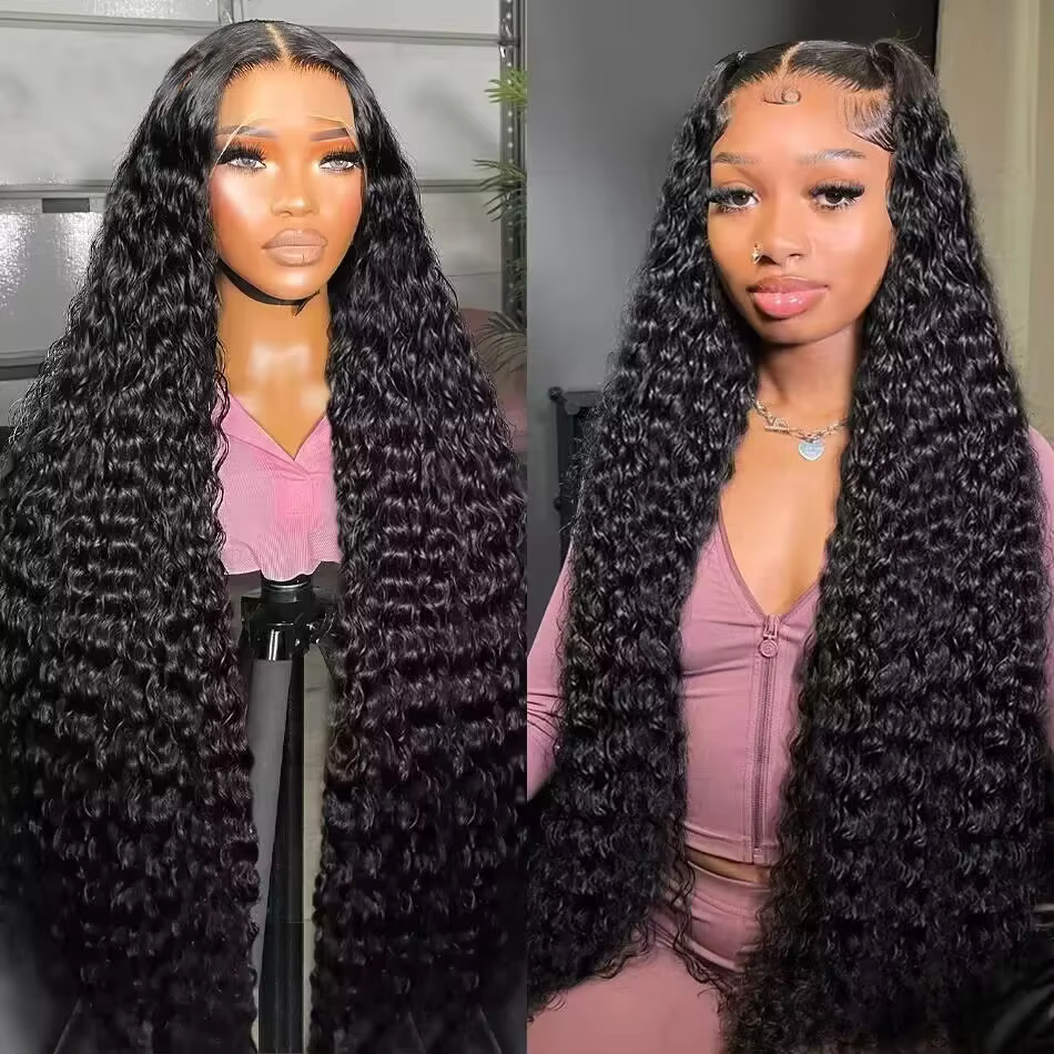 Perruque Lace Front Wig Deep Wave brésilienne naturelle, cheveux humains, 13x4, 13x6, pre-plucked, t