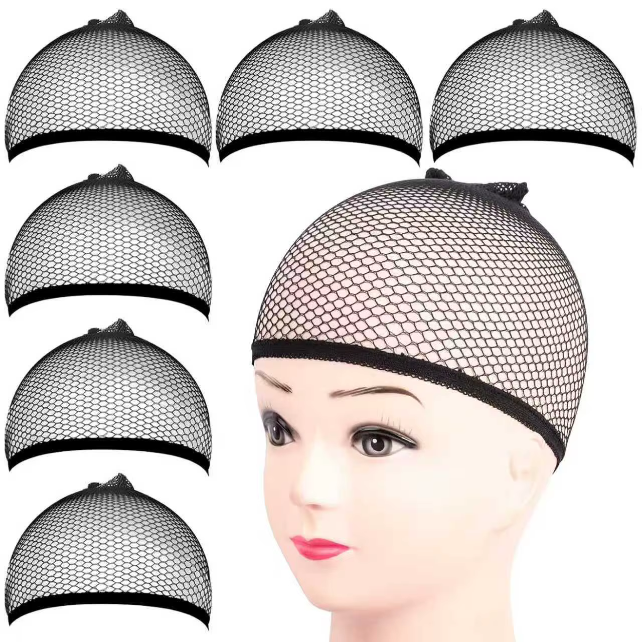 Bonnet de perruque en maille extensible, filet à cheveux noir élastique, filet de perruque en résill