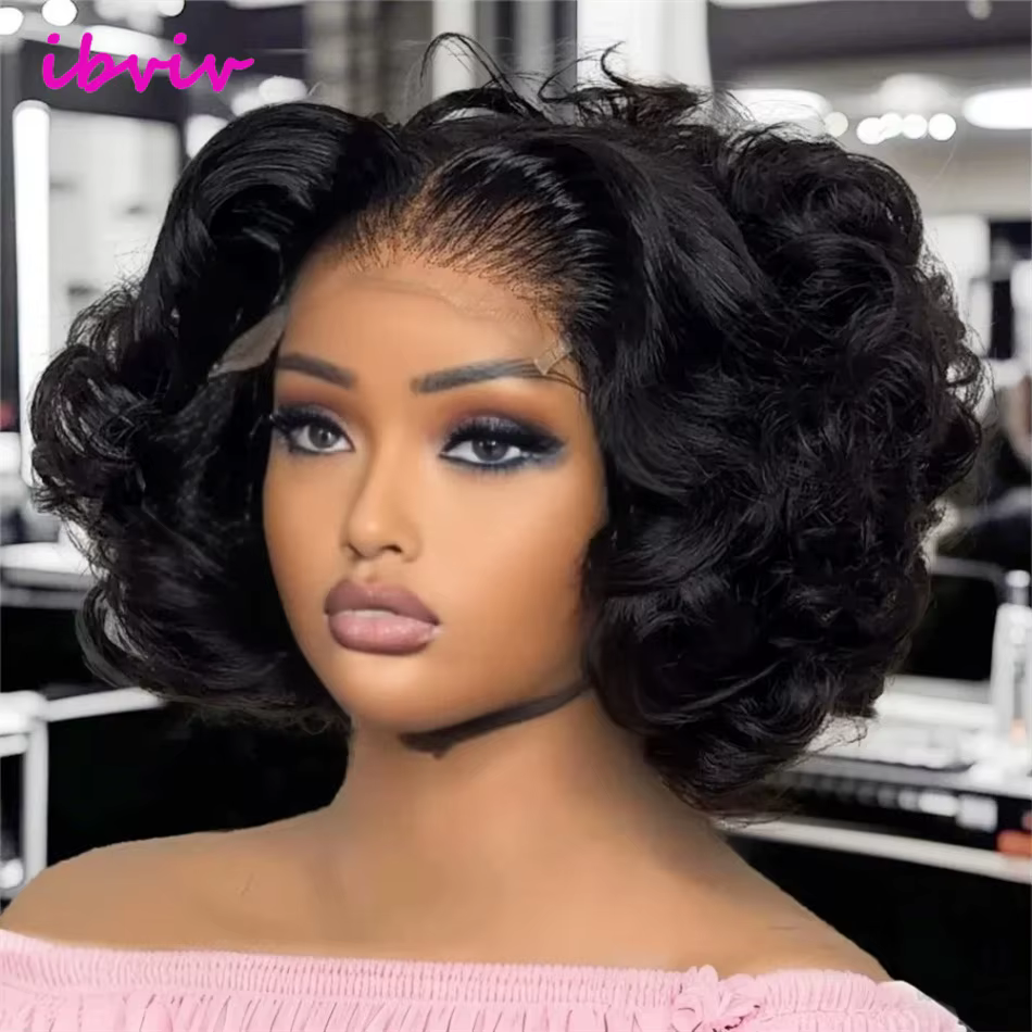 Perruque Lace Front Wig sans colle 100% cheveux humains, Super Double tirage, prêt à l'emploi, 12 po