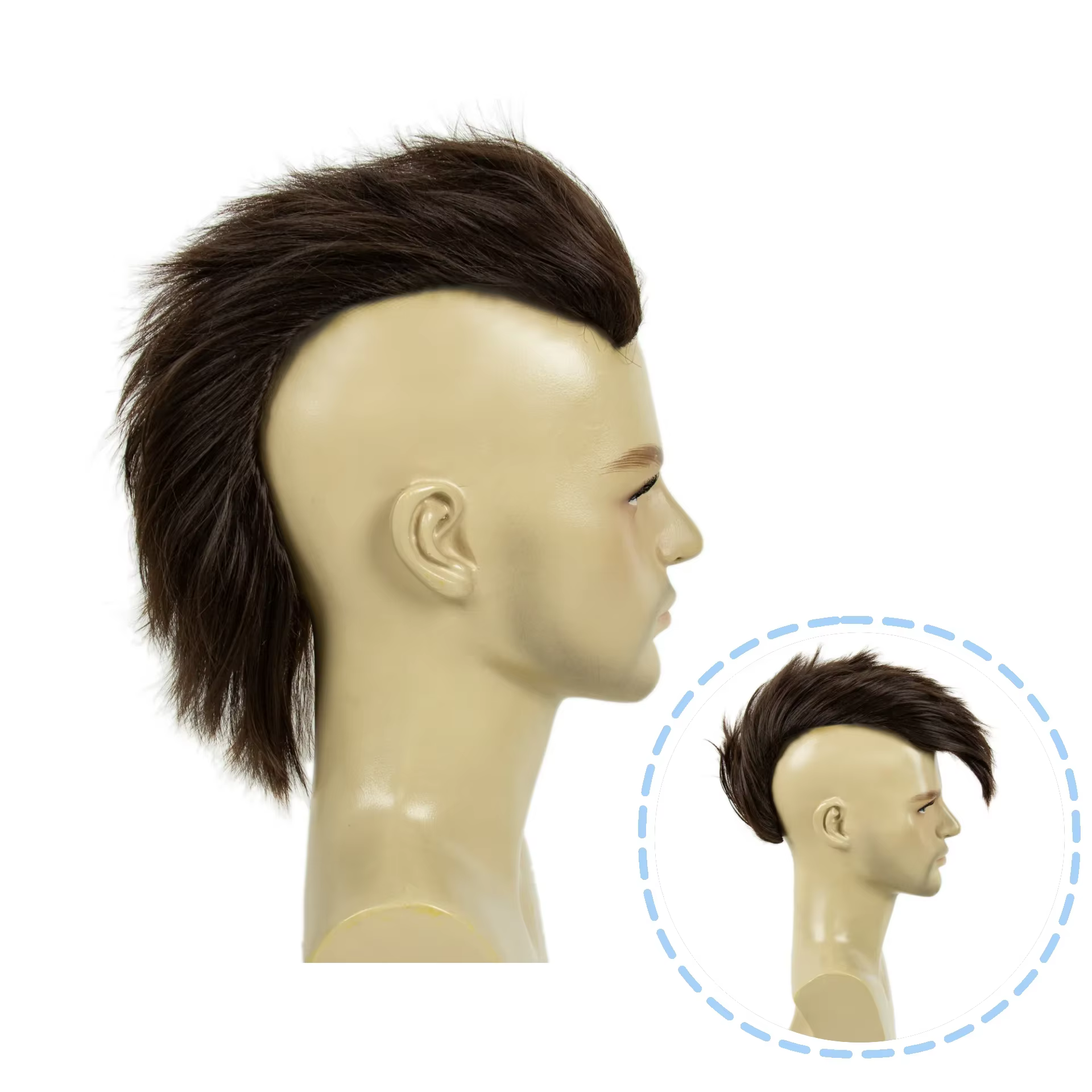 Perruque Mohawk pour hommes |   Postiche pointue Punk Rock rouge et noire pour Halloween, Cosplay et